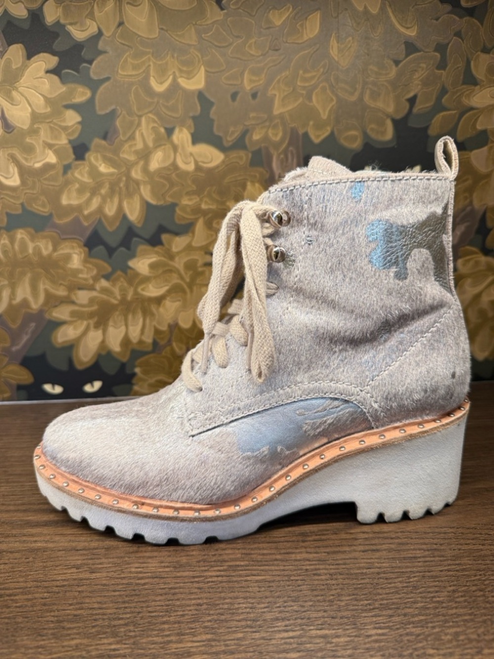 Dolce Vita Hinto Ankle Boot in
Silver Metallic Calf Hair